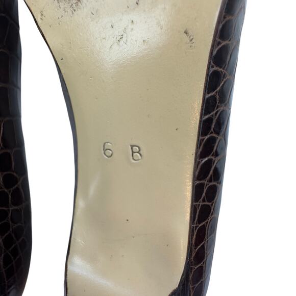 Pancaldi Made in Italy Croc Embossed Leather Classic Timeless Pumps Women's 6 - Picture 9 of 9